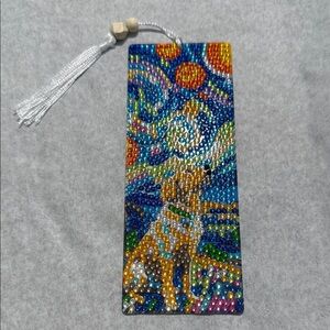 Bejeweled Dog & Starry Sky Bookmark - Multicolor